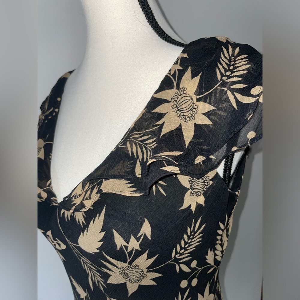 Ralph Lauren Floral Black and Cream Dress - Picture 4 of 6